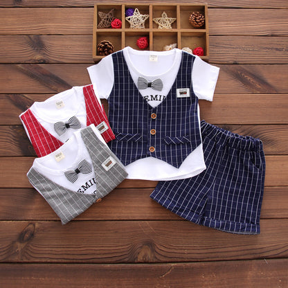 Two-piece baby boy short sleeve vest