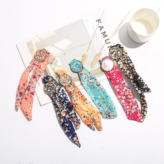 Women's Fashion Floral Wrap Ribbon Watch