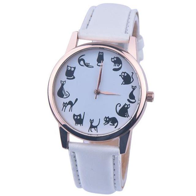 Cat Lover Womens Watch Leather Quartz