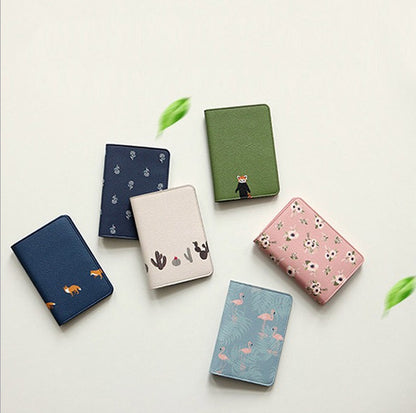 Korea cute animal and plant travel passport holder short passport set multi-function travel document package