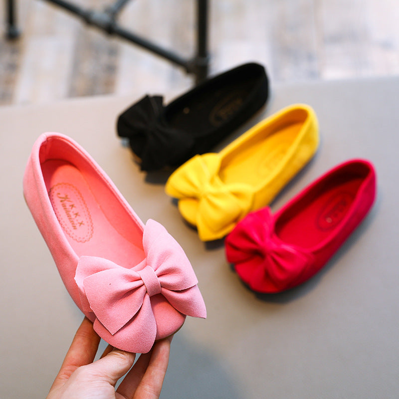 Solid color bow princess shoes