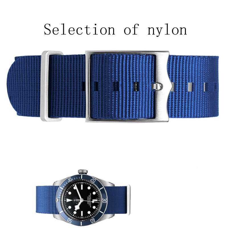 Nylon Strap Inspired by Biwan Little Red Flower Little Black Shield Bronze Series 22mm Men