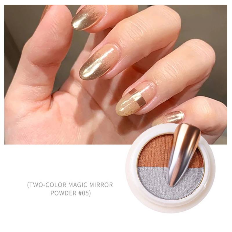 New two-color nail art solid gradient mirror powder