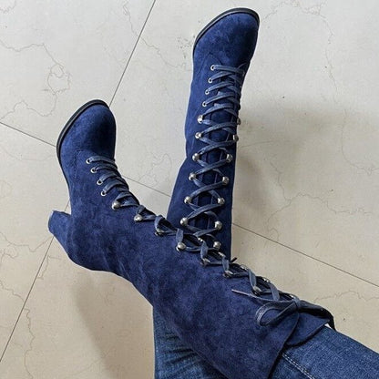 Square heel PU fashion boots suede boots