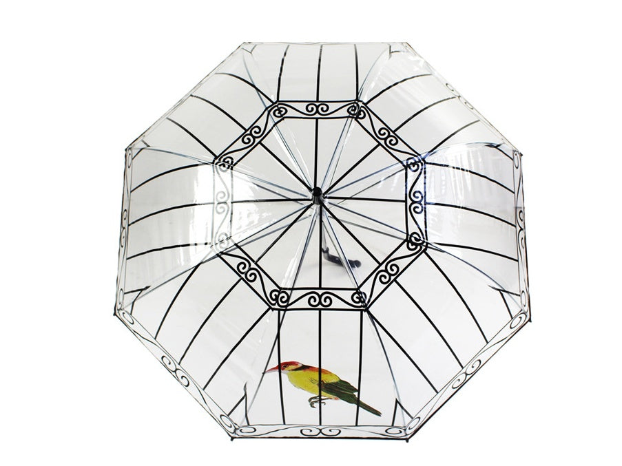 Cage transparent umbrella custom long handle thickening poe Apollo umbrella plastic transparent umbrella