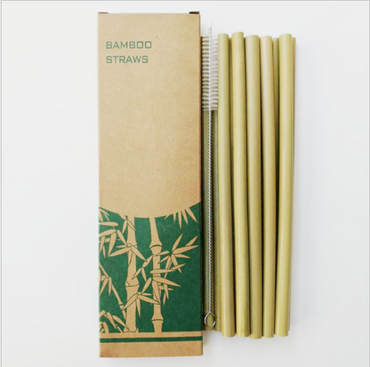 Green yellow bamboo straw