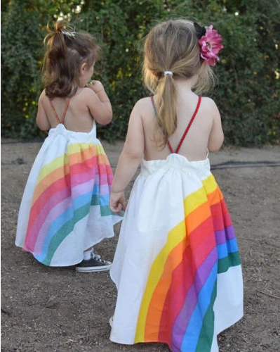 Sleeveless rainbow print dress