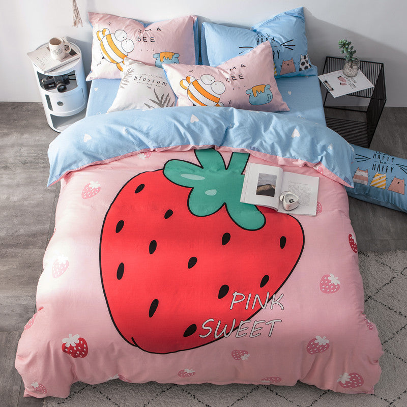 Cartoon four-piece cotton duvet cover