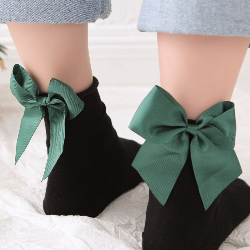 Back bow cotton socks