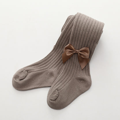 Children's socks with solid bow