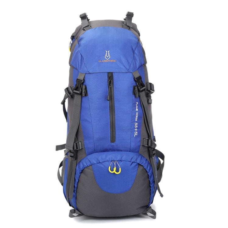 Mountaineering waterproof outdoor sports nylon bag Wild camping backpack Rainproof 60L mountaineering bag wholesale