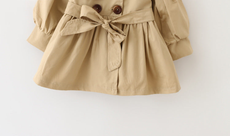 Double-breasted button trench coat belt trench coat skirt