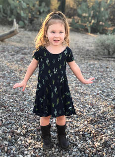 Fashion Kids Girls Dress Cactus Printed Dress