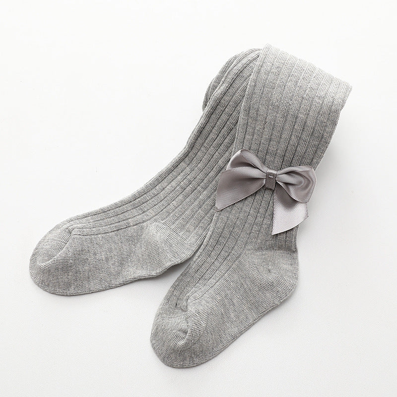 Children's socks with solid bow