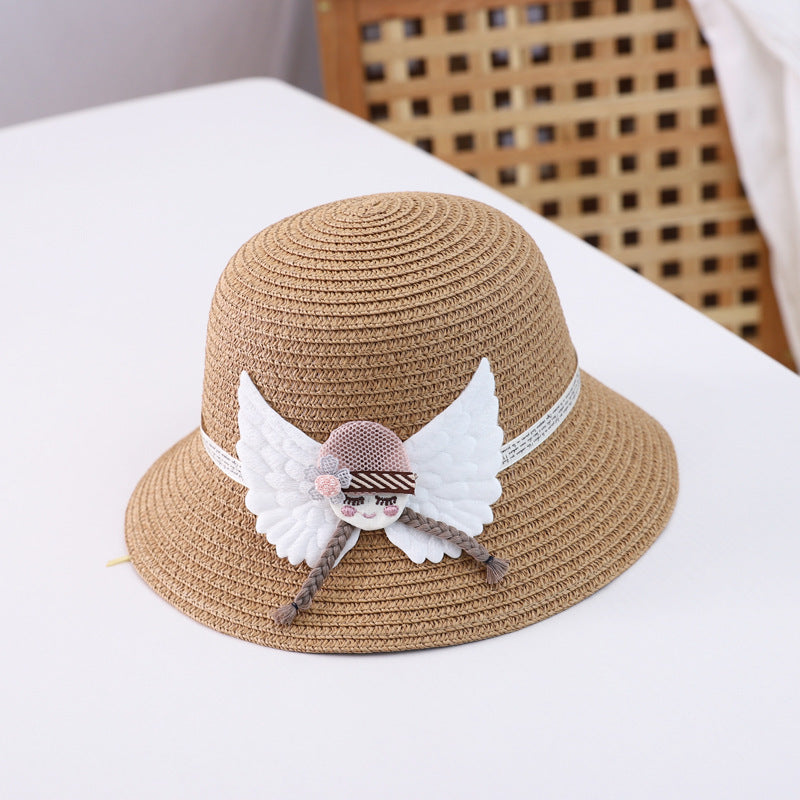 Children's straw hat bag set