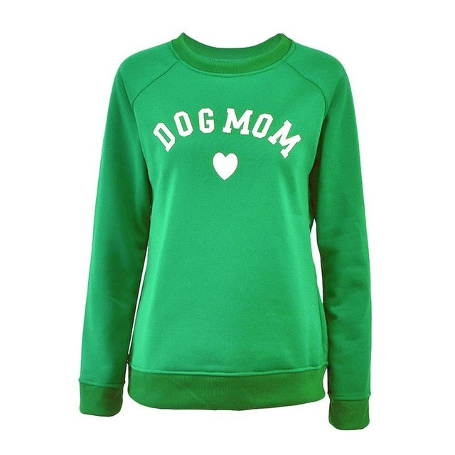 Dog Mom Women's Plus Velvet Fashionable Long Sleeve Casual Sweatshirt Printing Heart-shaped Print Kawaii Sweatshirt Clothing