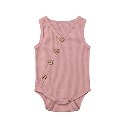 Newborn Baby Solid Bodysuit Kids Clothes Boys Girl Jumpsuit