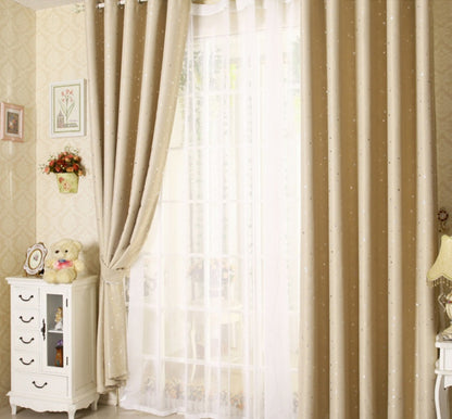 Star print perforated finished curtain