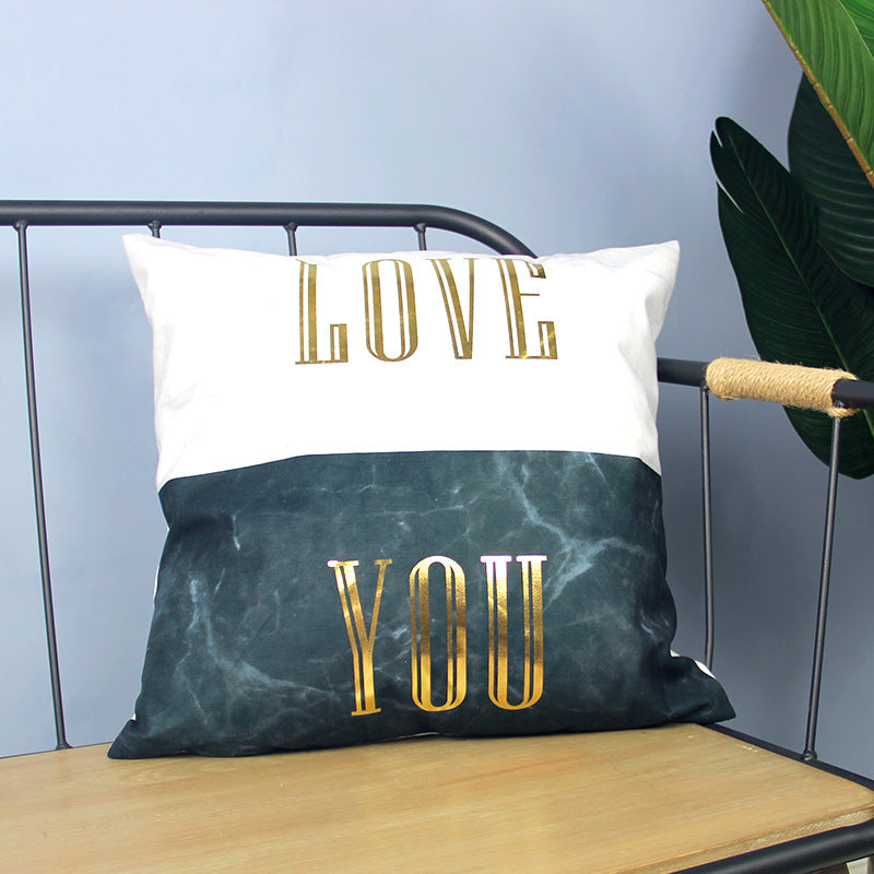 Marble Pattern Bronzing Pillowcase Cushion Cover