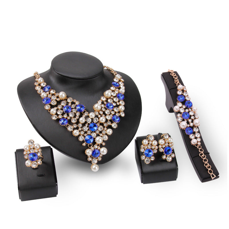 Four-piece Bridal Clothing Accessories Necklace Earrings