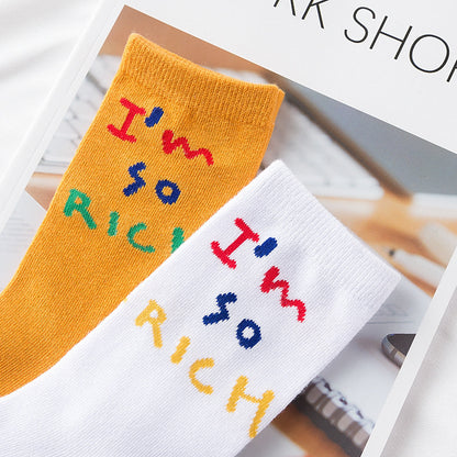 Trends socks female spring summer couples Harajuku tide section long socks creative European and American street letters ins socks