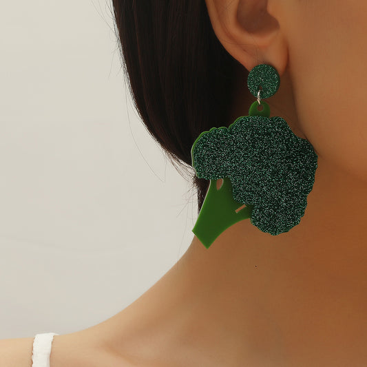 Women's Acrylic Fashion Personality Broccoli Earrings