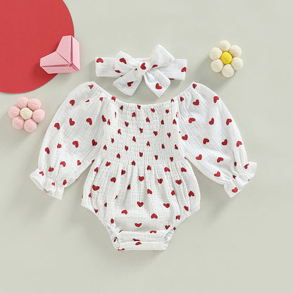 Valentine's Day Love Print Romper