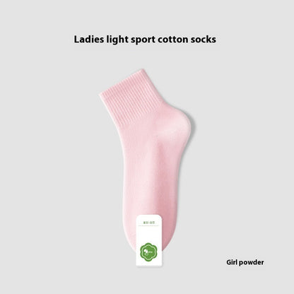 Summer Thin Women's Pure Cotton Deodorant Sweat Absorbing Sports Anti-Pilling Boneless Tube Socks