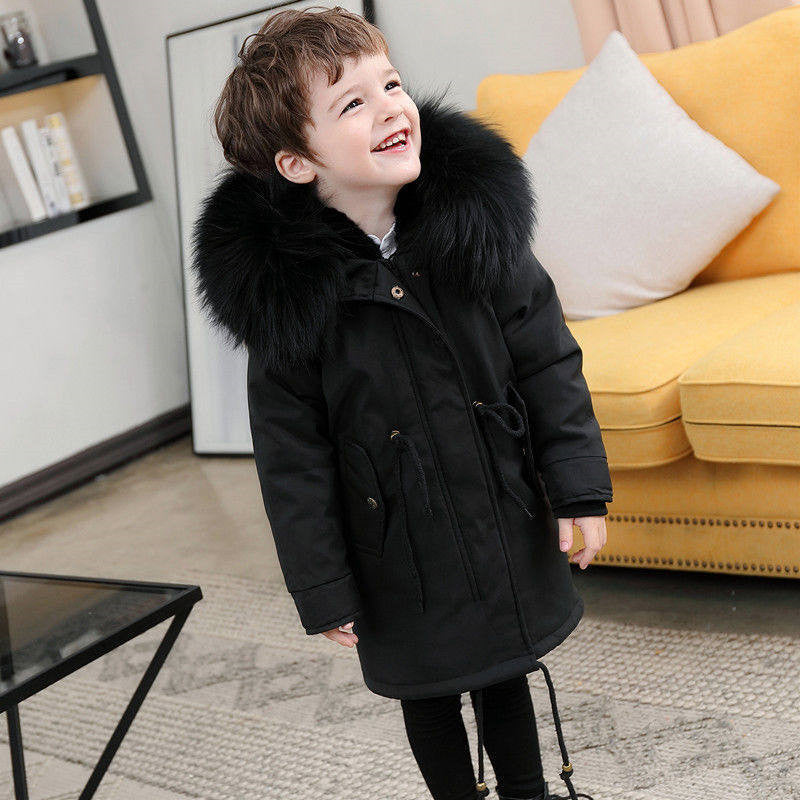 Children's Jackets Girls' Clothes Boys And Babies Big Fur Collar