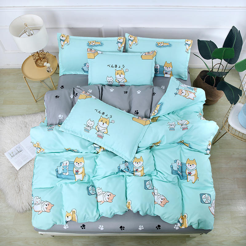 Brushed Plant Cashmere Four-piece Cartoon Bedding