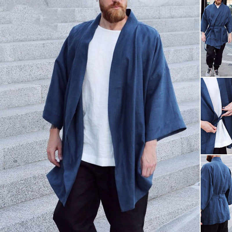 Casual Linen Blue Loose Fitting