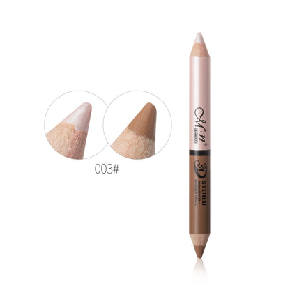 Double-headed Concealer Pen Highlighter Pen One Stroke Dual-use Soft Waterproof Brighten Facial Contour Color Peelable Makeup