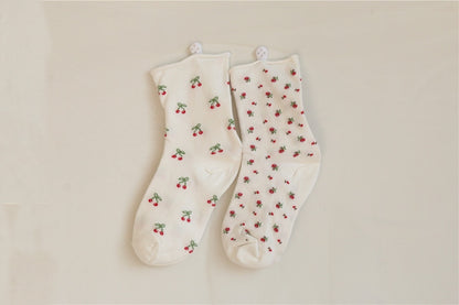 Cherry Cotton Socks Middle Tube Socks