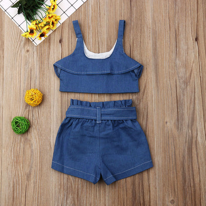 Big Kids Children's Sling Shorts Denim Suit Women