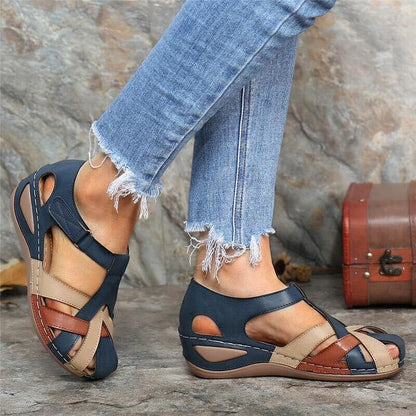 Summer Sandals Waterproof Mixed-color Design Wedges Shoes Women