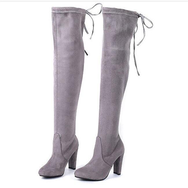 Thick-Heeled Suede Over-The-Knee Boots High Heels