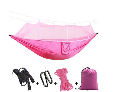 Outdoor Parachute Cloth Hammock Couble with Mosquito Net Light Portable Army Green Insect-proof Camping Aerial Tent