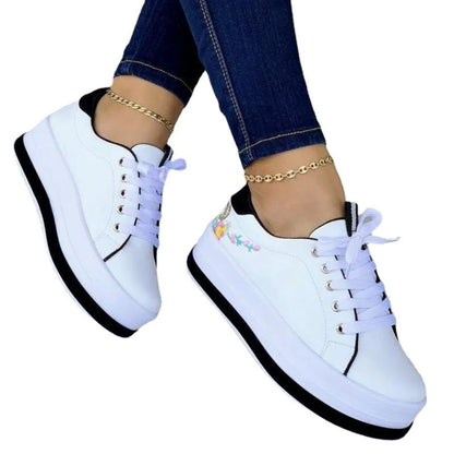 Women's Round Toe Platform Low Top Casual Shoes