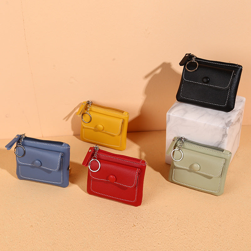 Women's Zipper Short Solid Color Card Holder Change Key Case