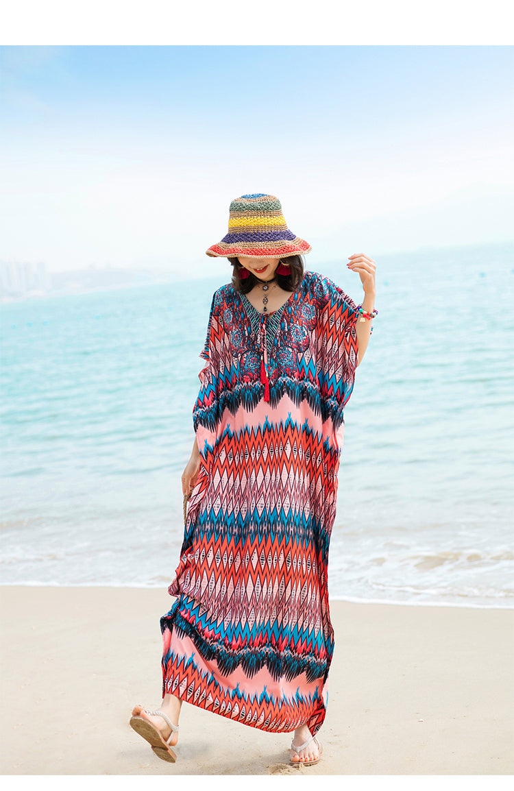 Print Robe Beach Bikini Blouse Dress