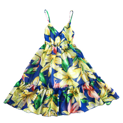 Sweet sling chiffon girls beach dress