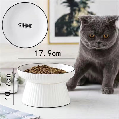 Ceramic Tall Anti-Overturning Large Cat Bowl