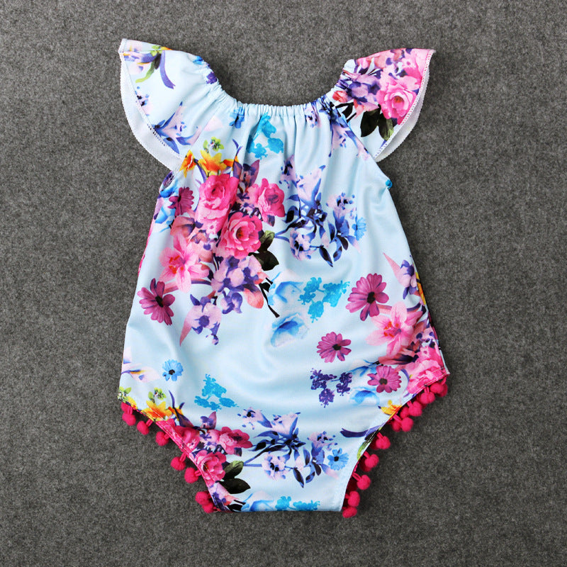 Summer Baby Crawling Clothes Girls Floral Jumpsuit Children's Clothing