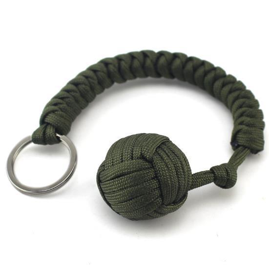 Outdoor Seven Core Umbrella Rope Climbing Survival Key Chain Hanging Hand-woven Round Steel Ball