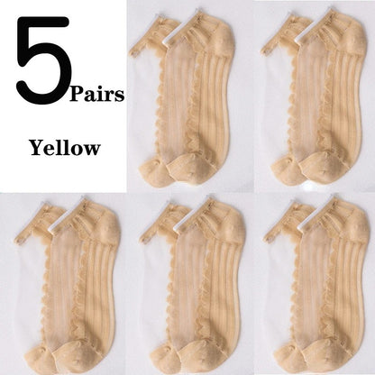 Women's Low-cut Liners Transparent Spun Glass Thin Socks