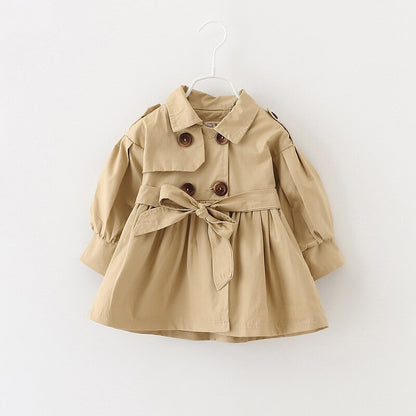 Double-breasted button trench coat belt trench coat skirt