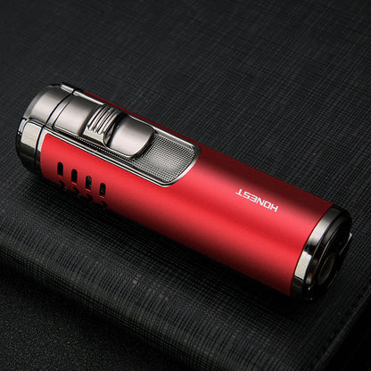 Cylindrical Metal Inflatable Four-straight Cigar Lighter