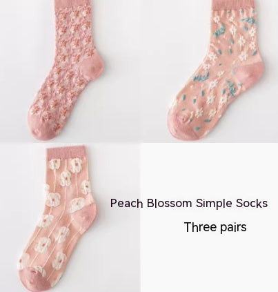 Korean Version Flower Three-dimensional Spring And Autumn Long Socks