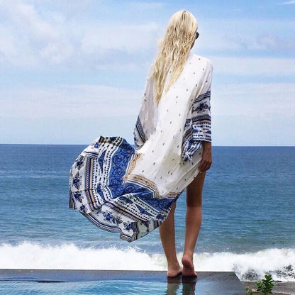 Printed beach bikini cardigan