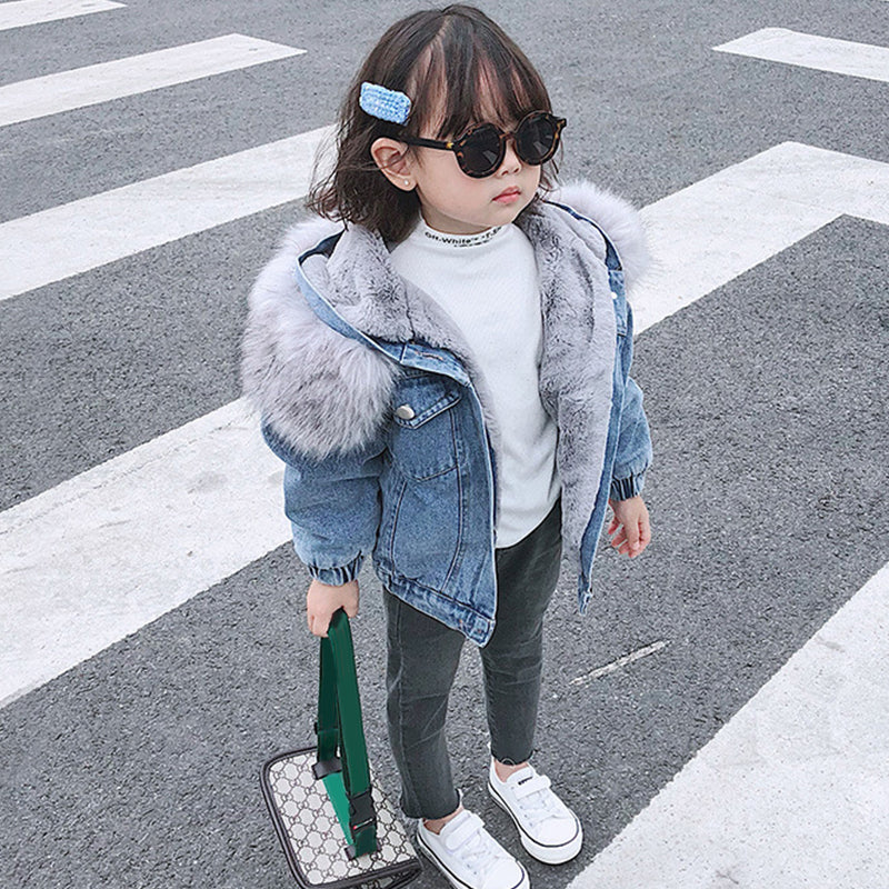 Winter plus girls denim jacket